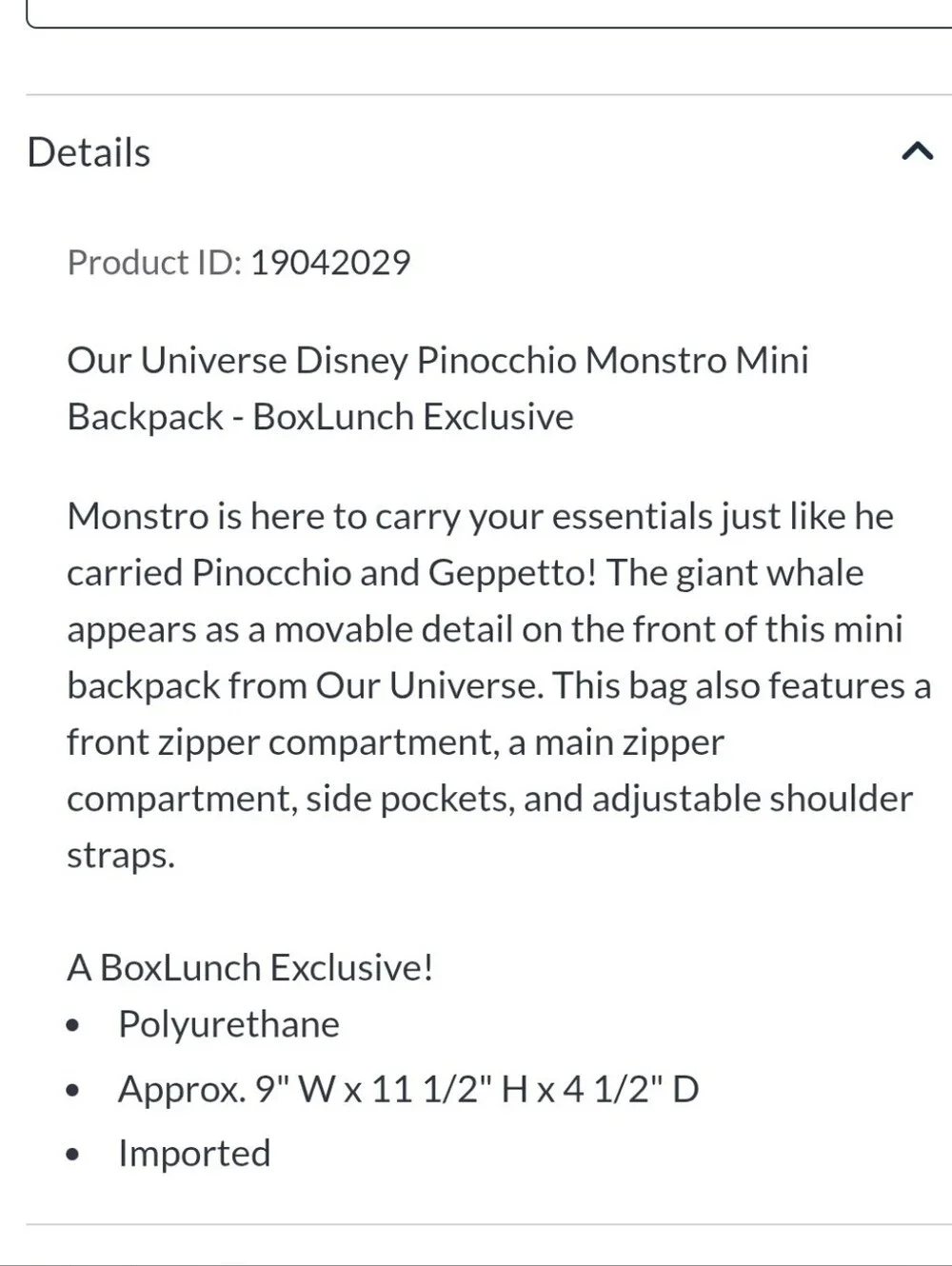 NWT Disney Loungefly PINOCCHIO MONSTRO